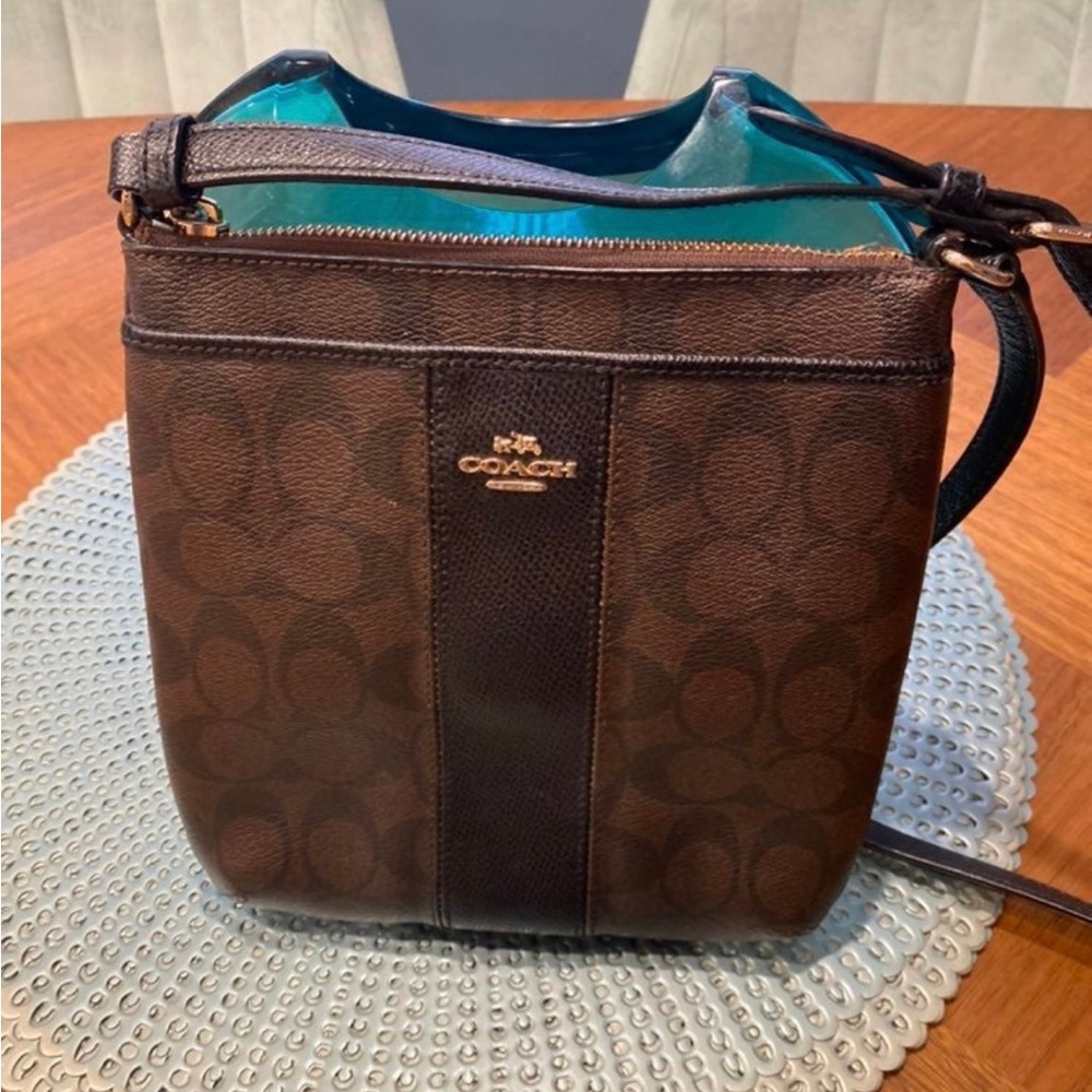 -Coach Rowan Crossbody Stitch Purse In Signature Brown